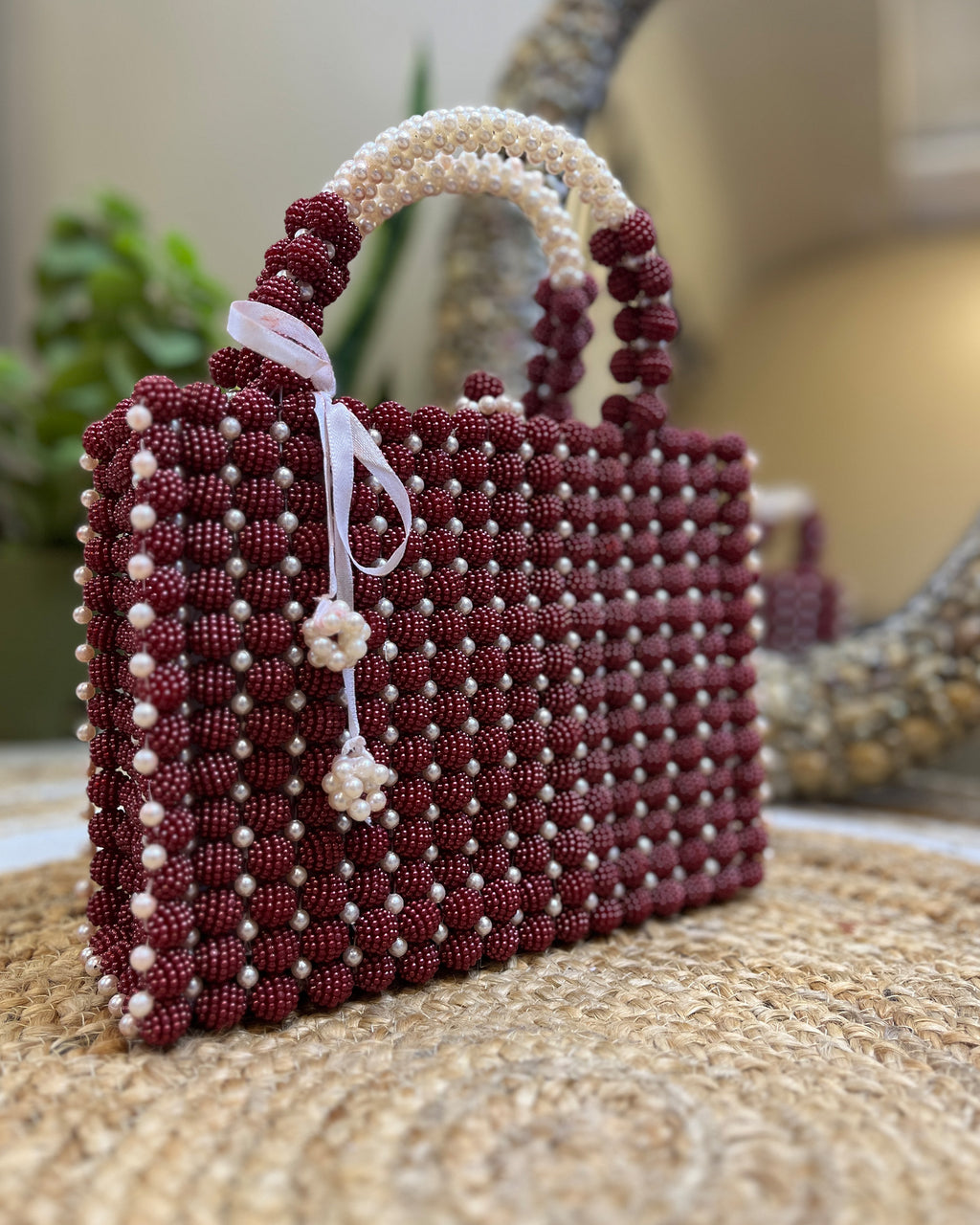 Celestara — The Handcrafted Beaded Star | Maroon Pearl