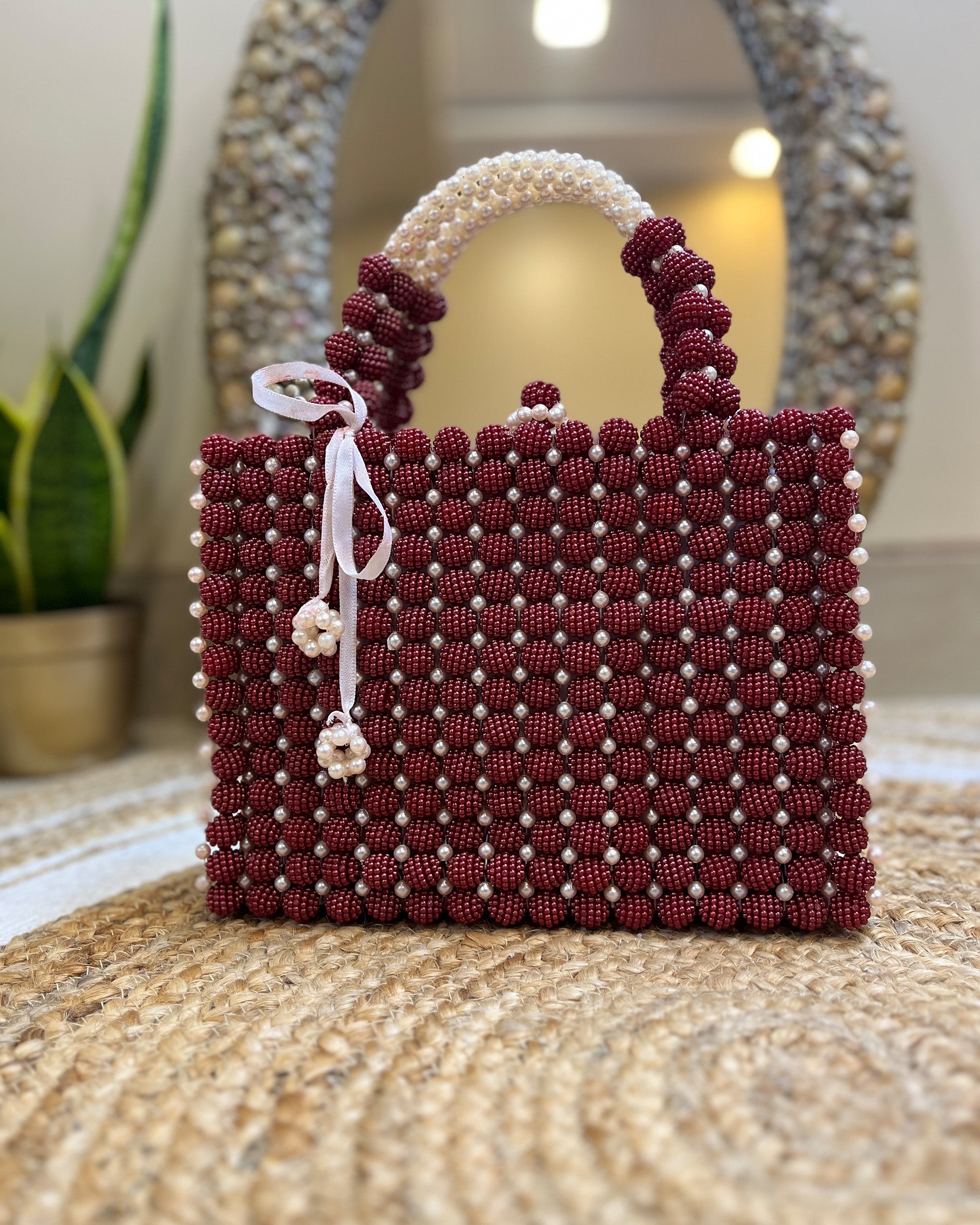 Celestara — The Handcrafted Beaded Star | Maroon Pearl