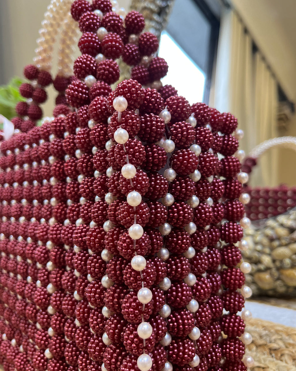 Celestara — The Handcrafted Beaded Star | Maroon Pearl