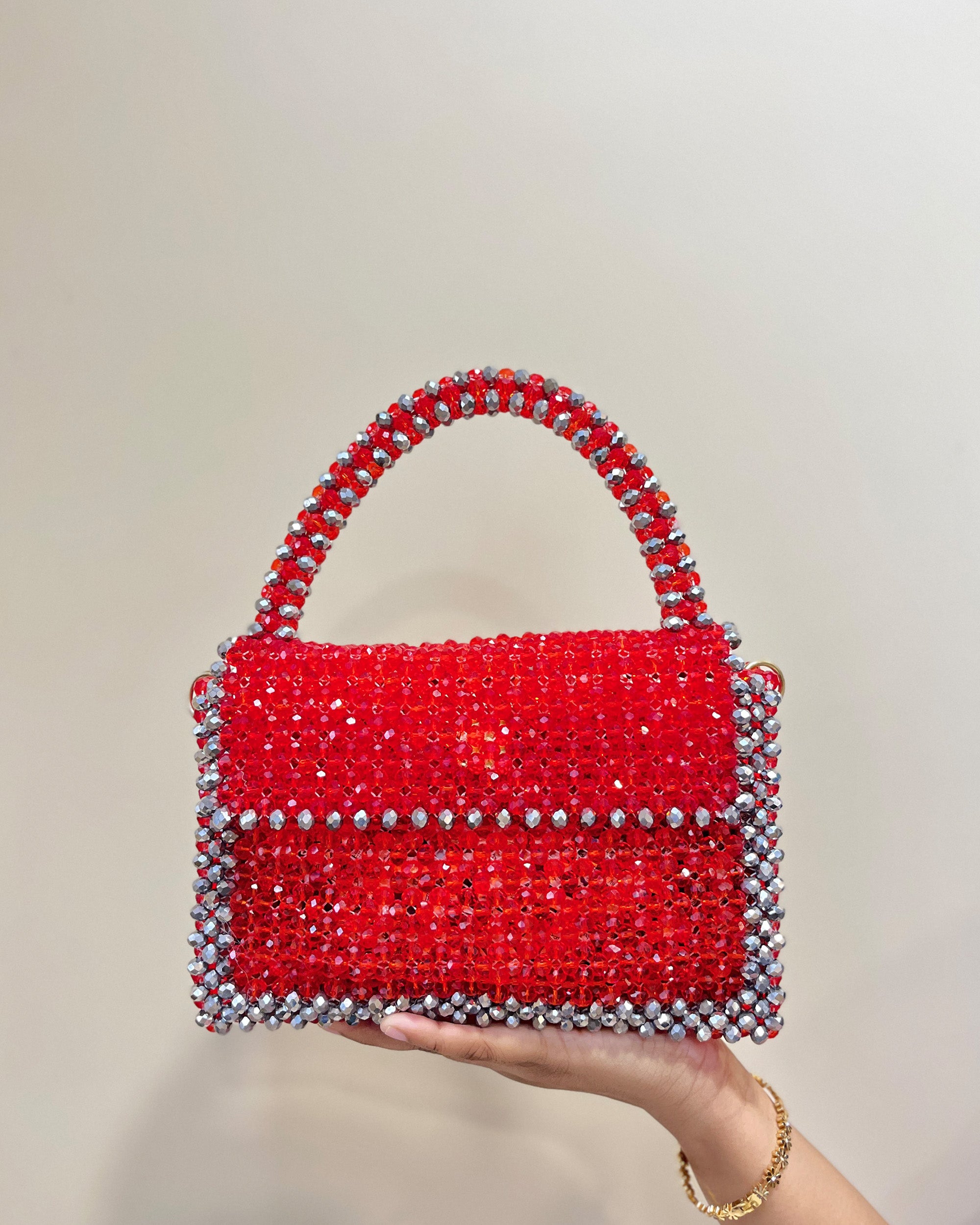 Celestara — The Handcrafted Beaded Star | Radiant Red & Silver