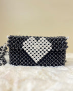 Pulsara — The Handcrafted Beads of the Heart | Charcoal Black & Pearl White Heart