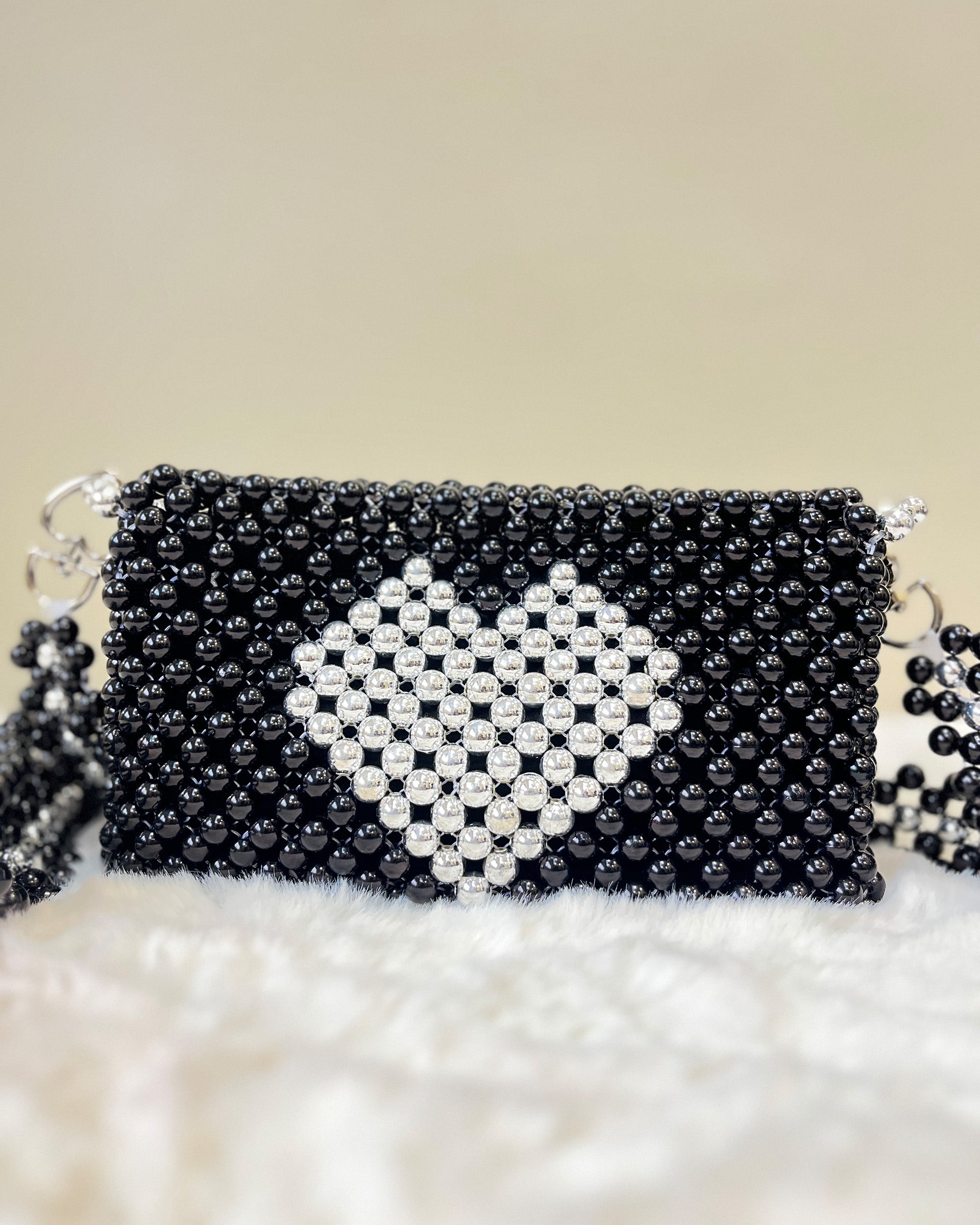 Pulsara — The Handcrafted Beads of the Heart | Charcoal Black & Pearl White Heart