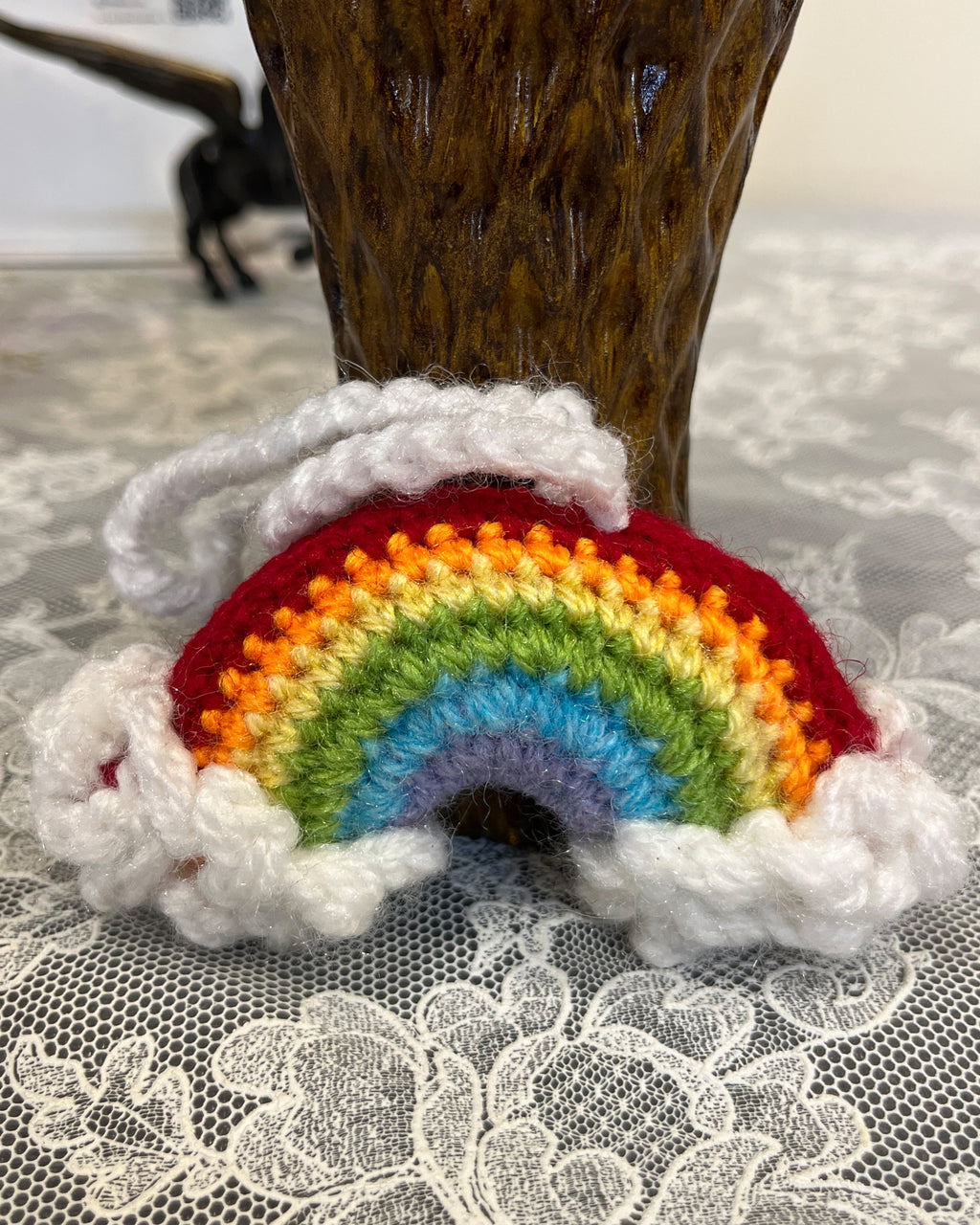 Rainbow Dreams Crochet Hanging Charm – Handmade Cloud & Rainbow Decor
