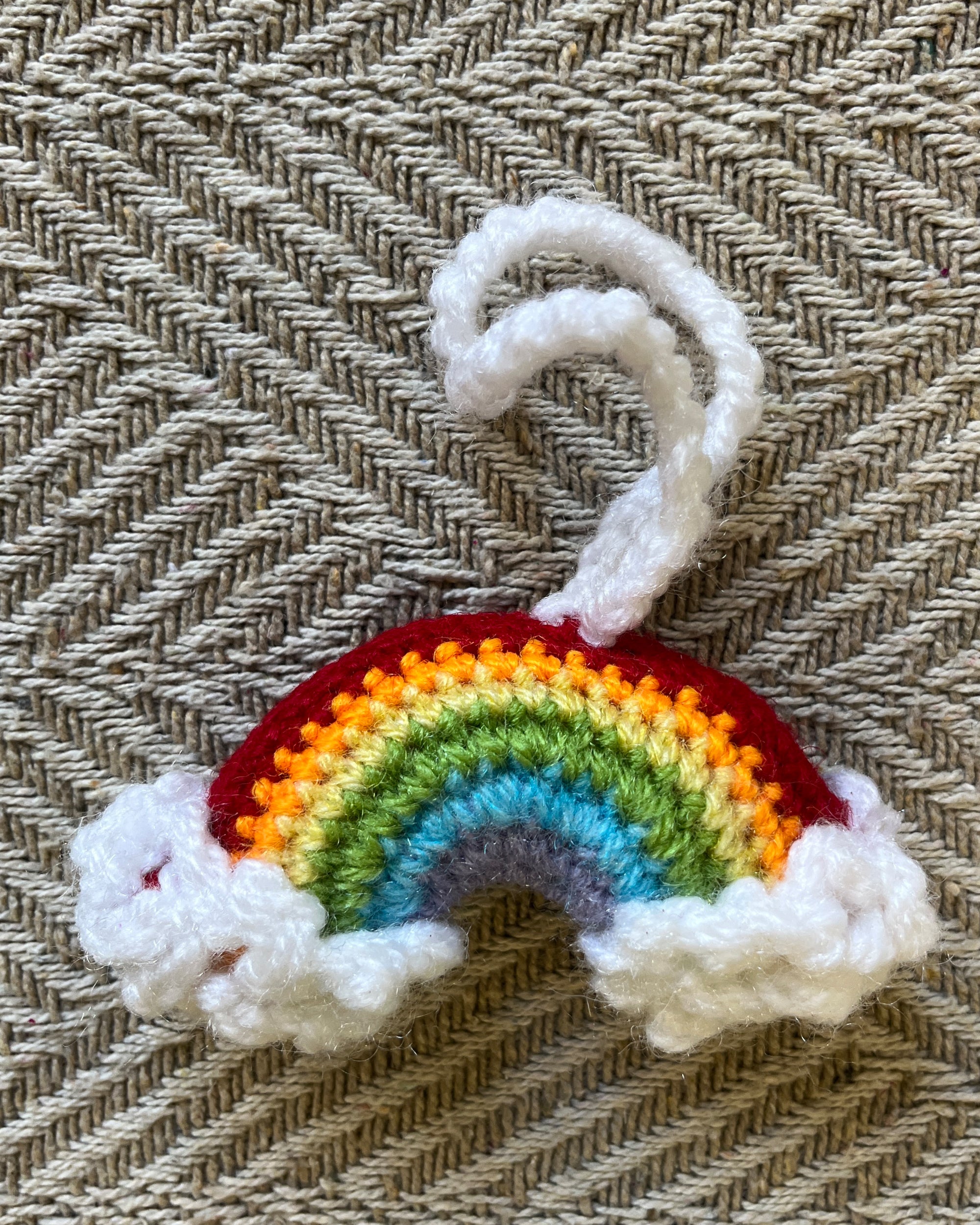 Rainbow Dreams Crochet Hanging Charm – Handmade Cloud & Rainbow Decor