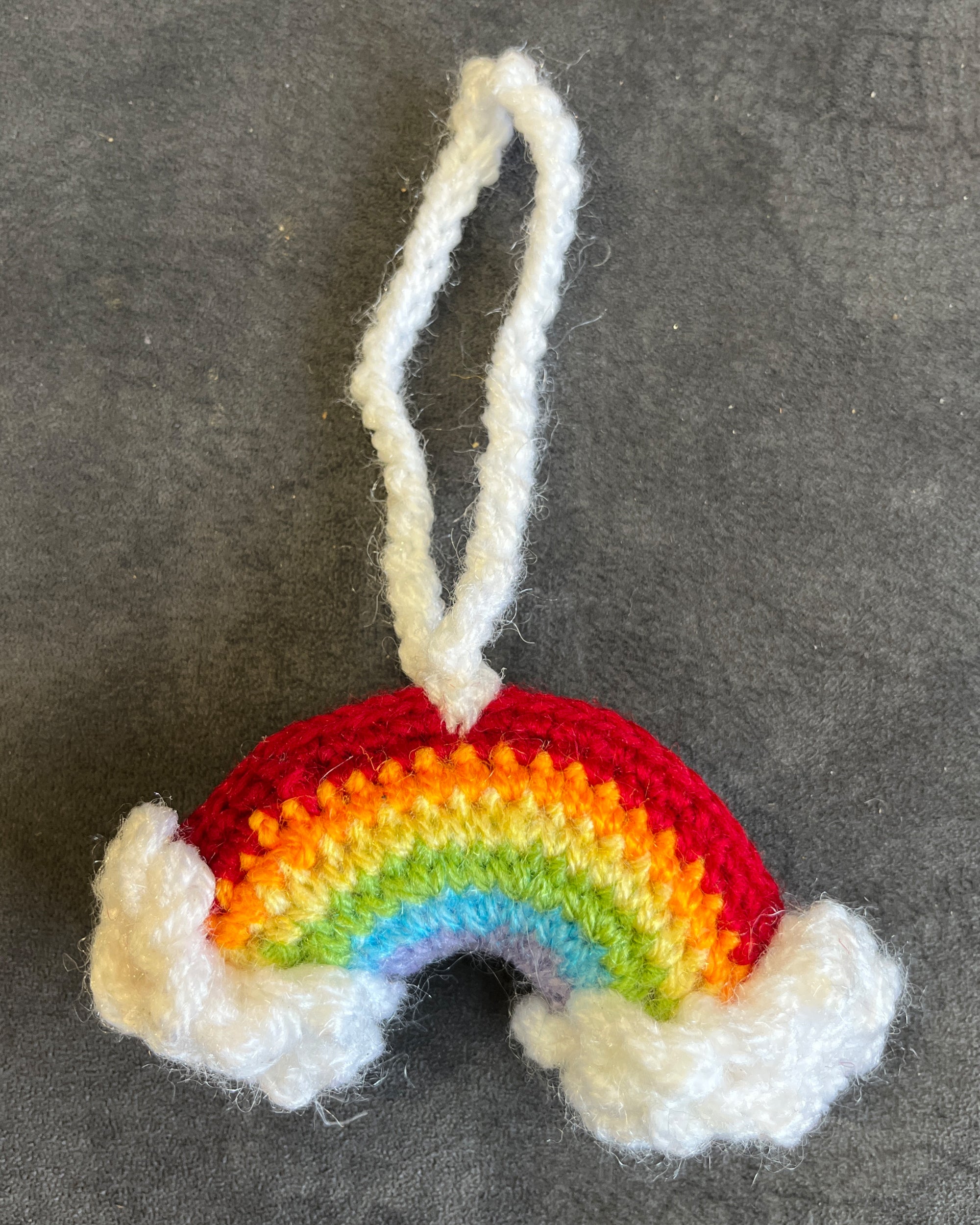 Rainbow Dreams Crochet Hanging Charm – Handmade Cloud & Rainbow Decor