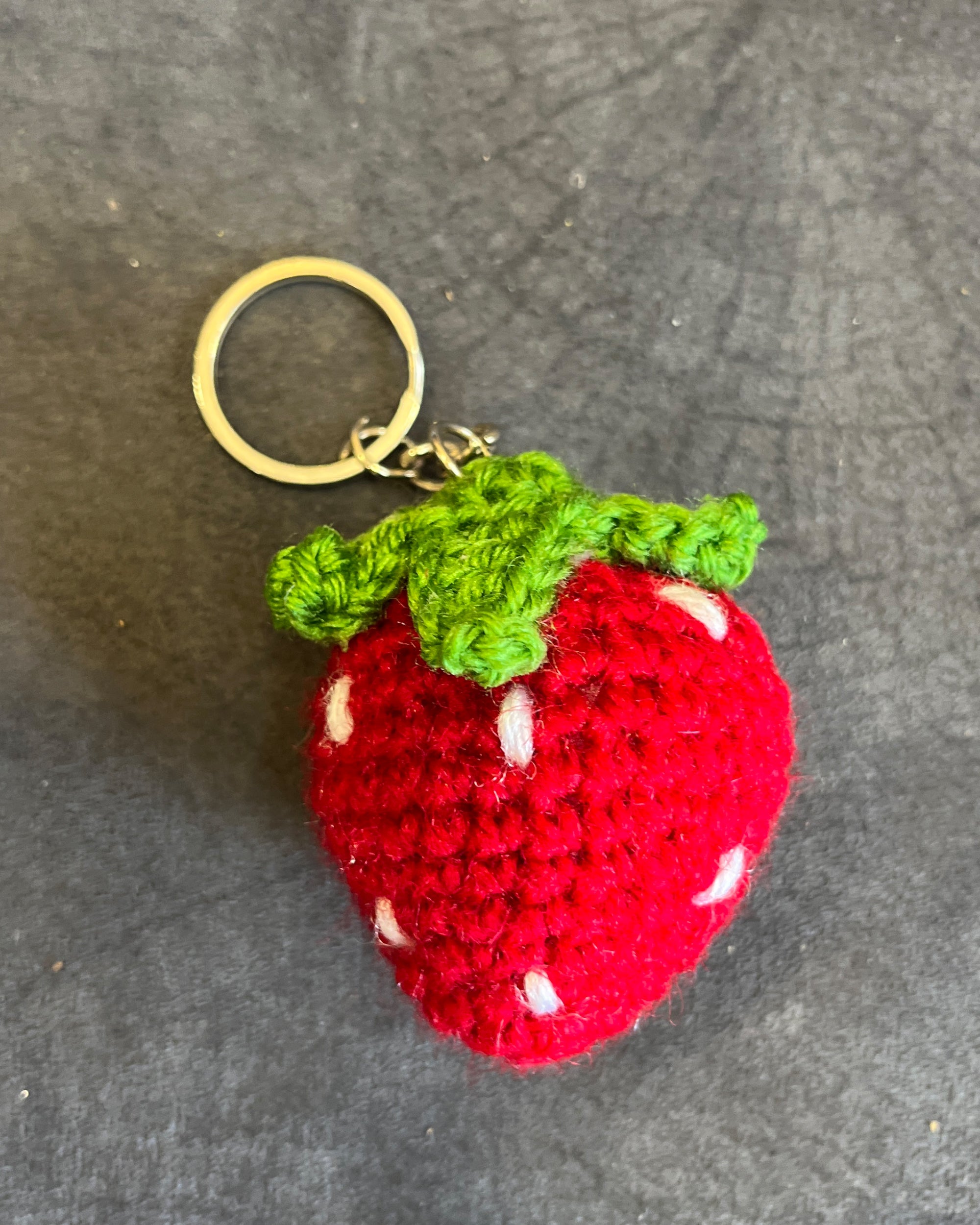 Handmade Plush Fruit Charm - Crochet Strawberry Keychain