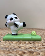Kawaii Panda Phone Stand – Kick Attack on Bamboo Base