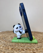 Kawaii Panda Phone Stand – Kick Attack on Bamboo Base