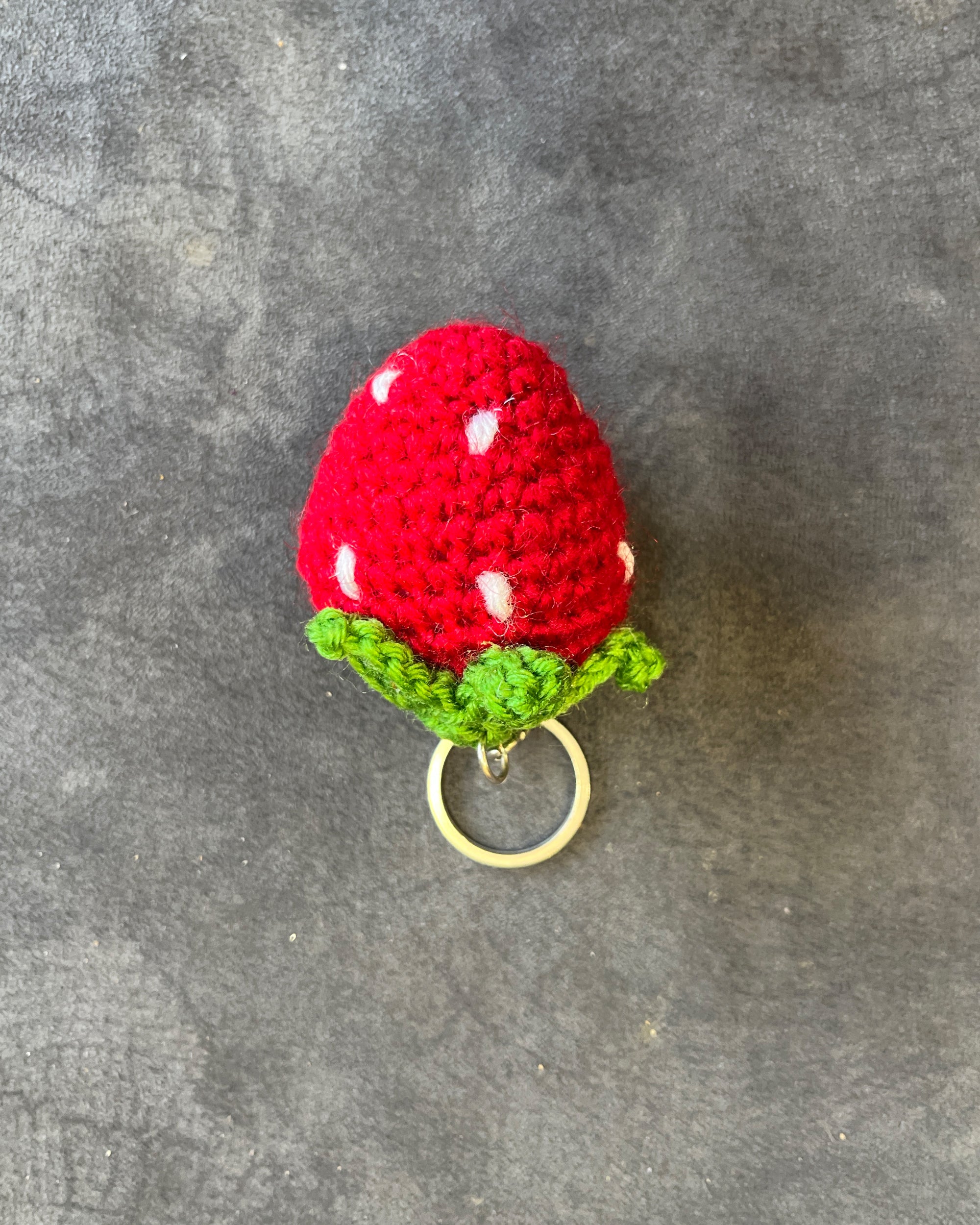 Handmade Plush Fruit Charm - Crochet Strawberry Keychain