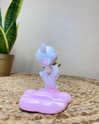 Kawaii Lucky Cat Phone Stand – Playful Standing Pose with Cherry Blossom Paw Base