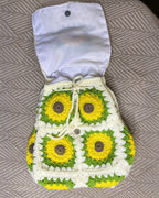 Handcrafted Sunflower Crochet Backpack – Cream Backpack with Sunflowers