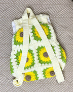 Handcrafted Sunflower Crochet Backpack – Cream Backpack with Sunflowers