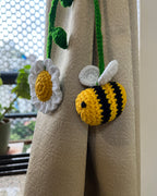 Handmade Curtain Decor - Crochet Bee & Daisy Curtain Tieback