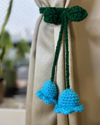 Handmade Romantic Floral Home Decor - Crochet Blue Tulips Curtain Tieback