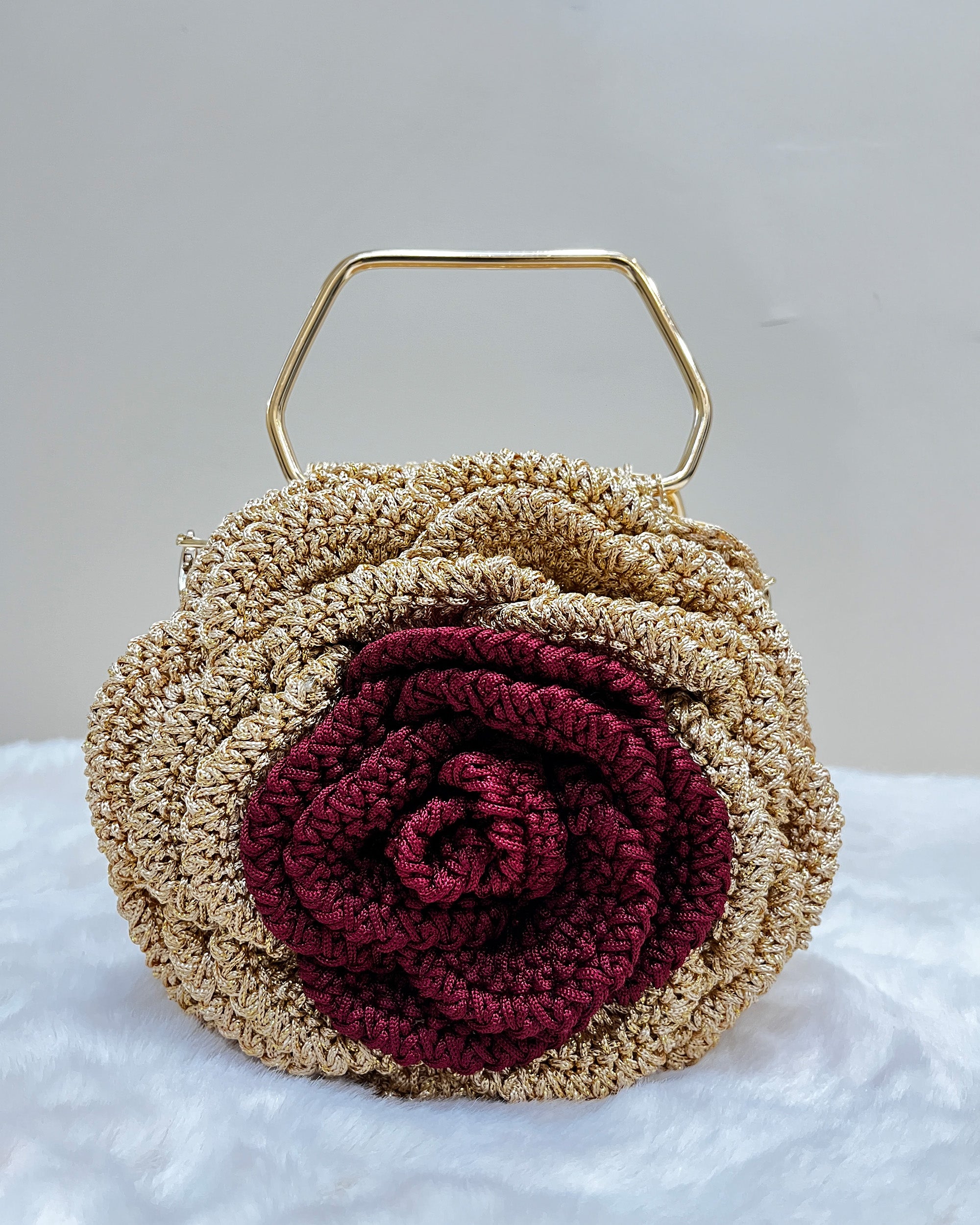 Rosalia - The Handmade Crochet Purse | Gold & Maroon
