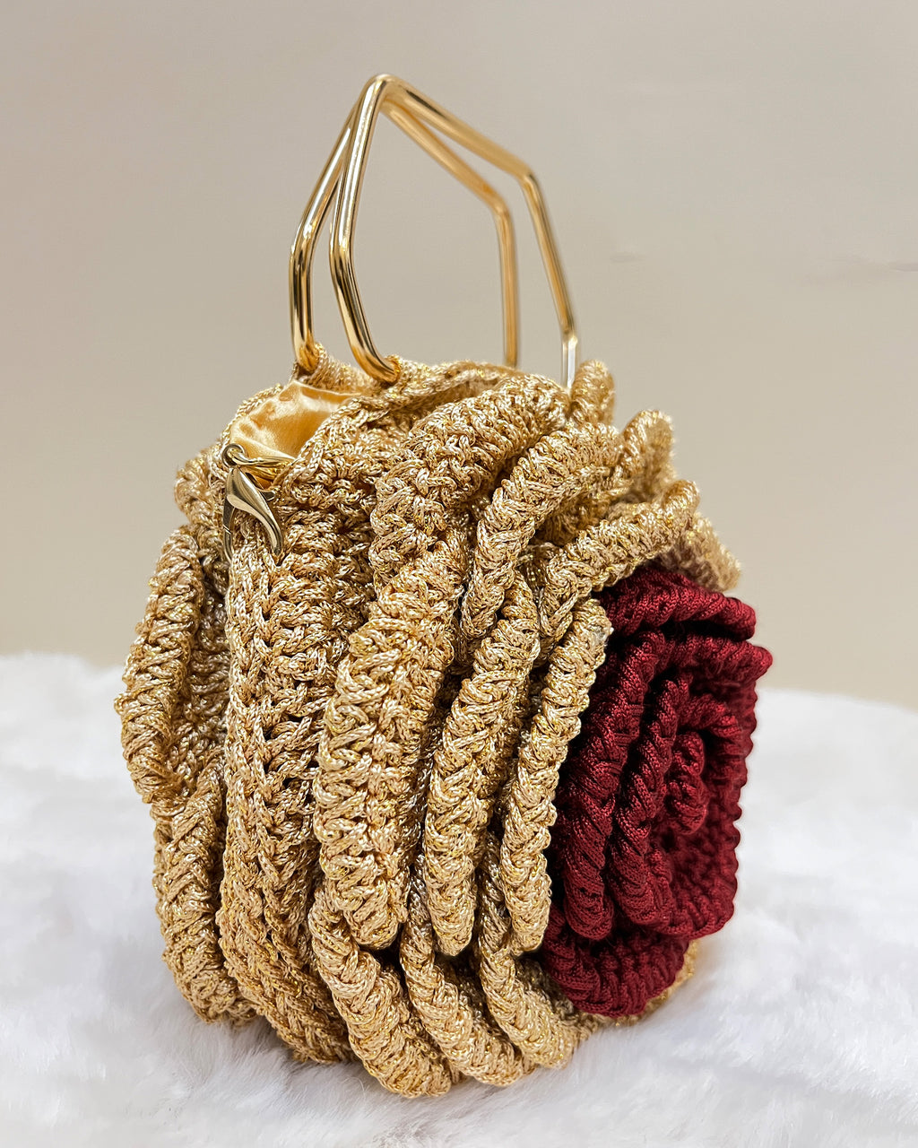 Rosalia - The Handmade Crochet Purse | Gold & Maroon