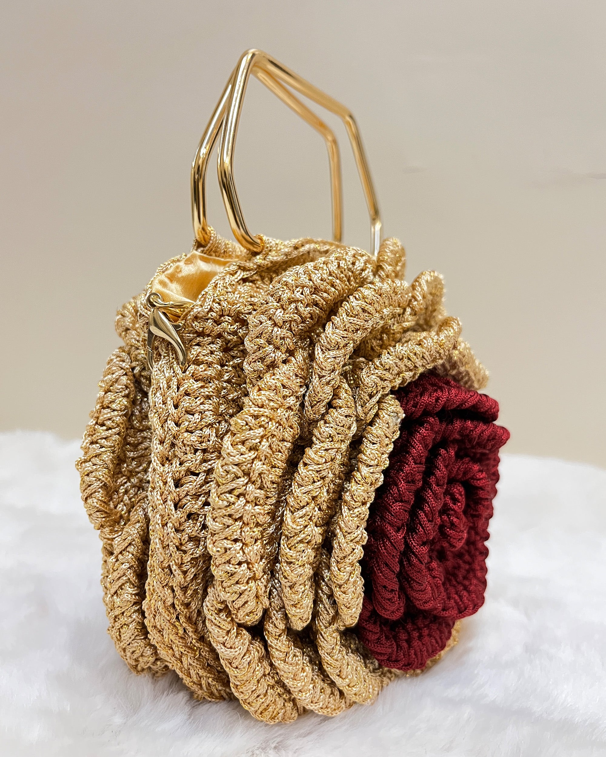 Rosalia - The Handmade Crochet Purse | Gold & Maroon