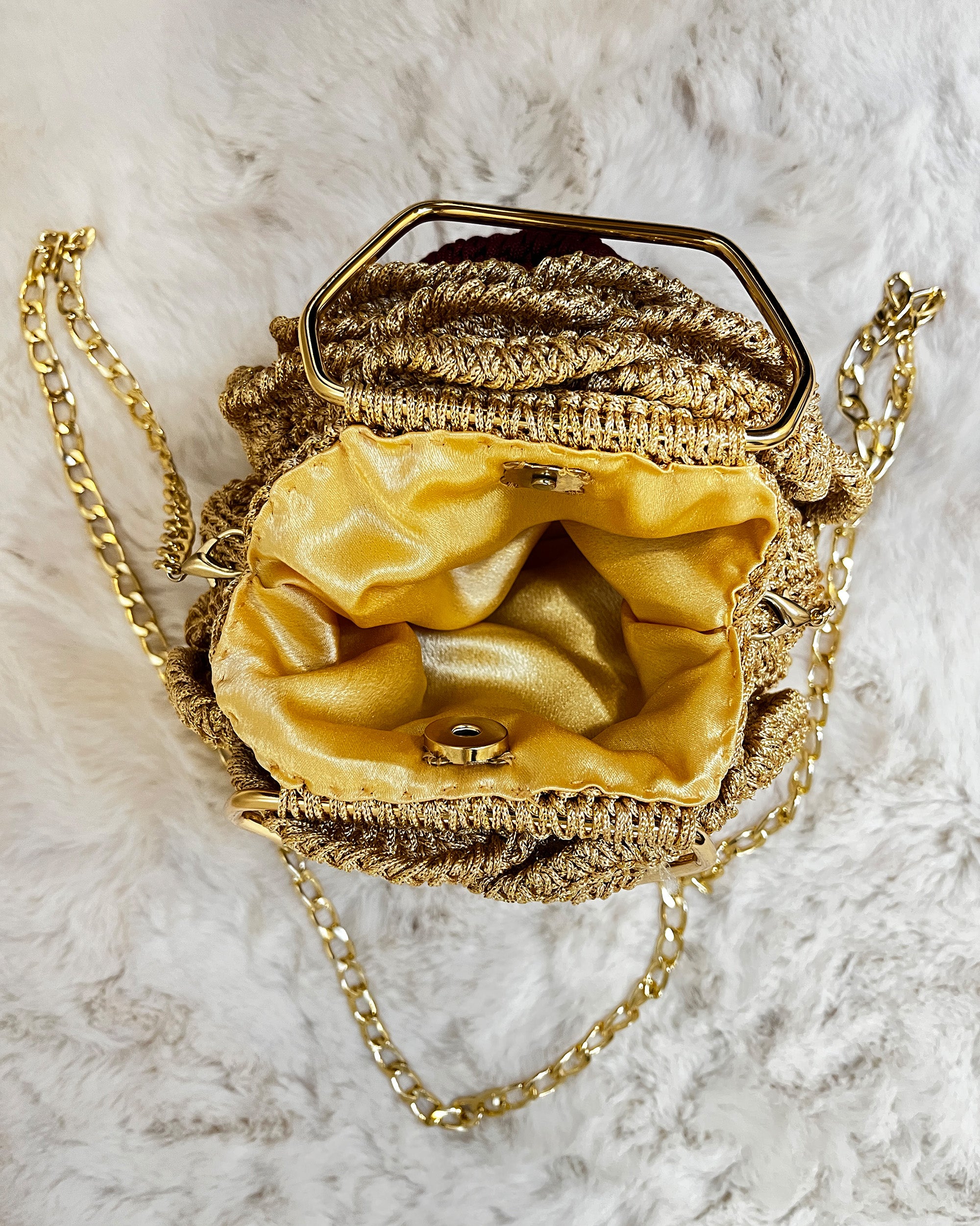 Rosalia - The Handmade Crochet Purse | Gold & Maroon