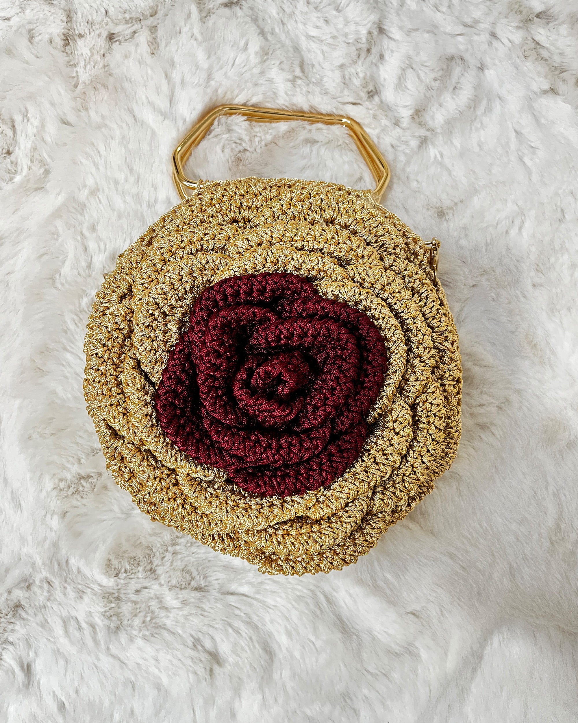 Rosalia - The Handmade Crochet Purse | Gold & Maroon