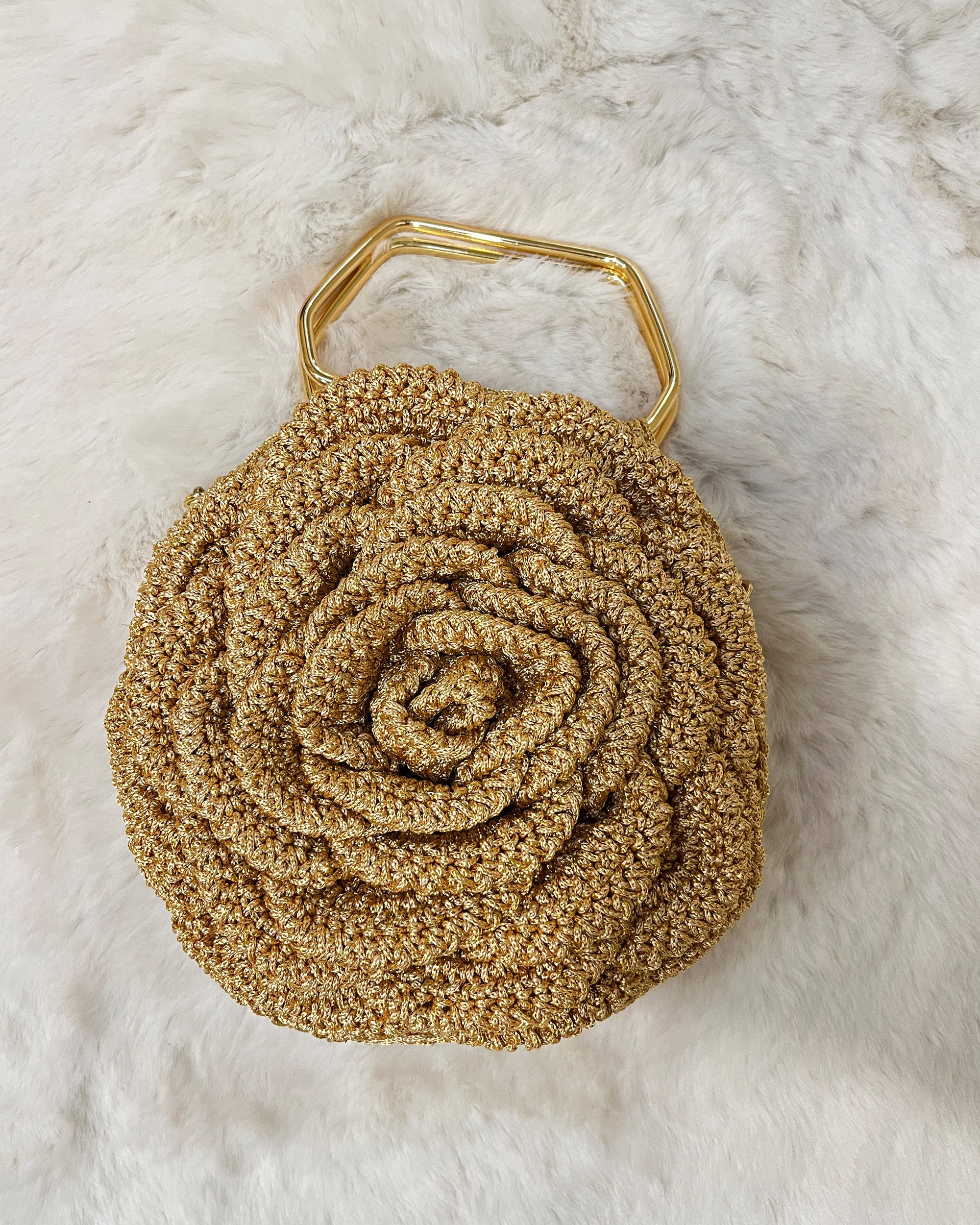 Rosalia - The Handmade Crochet Purse | Glittering Golden