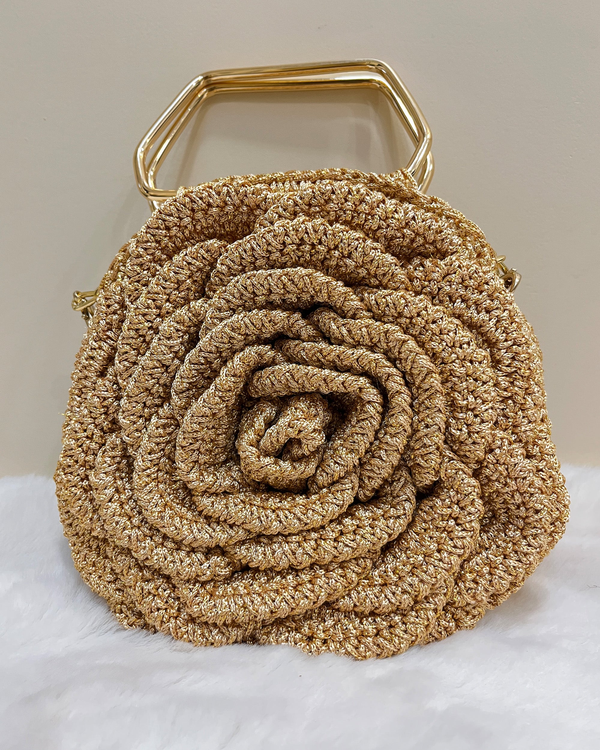 Rosalia - The Handmade Crochet Purse | Glittering Golden
