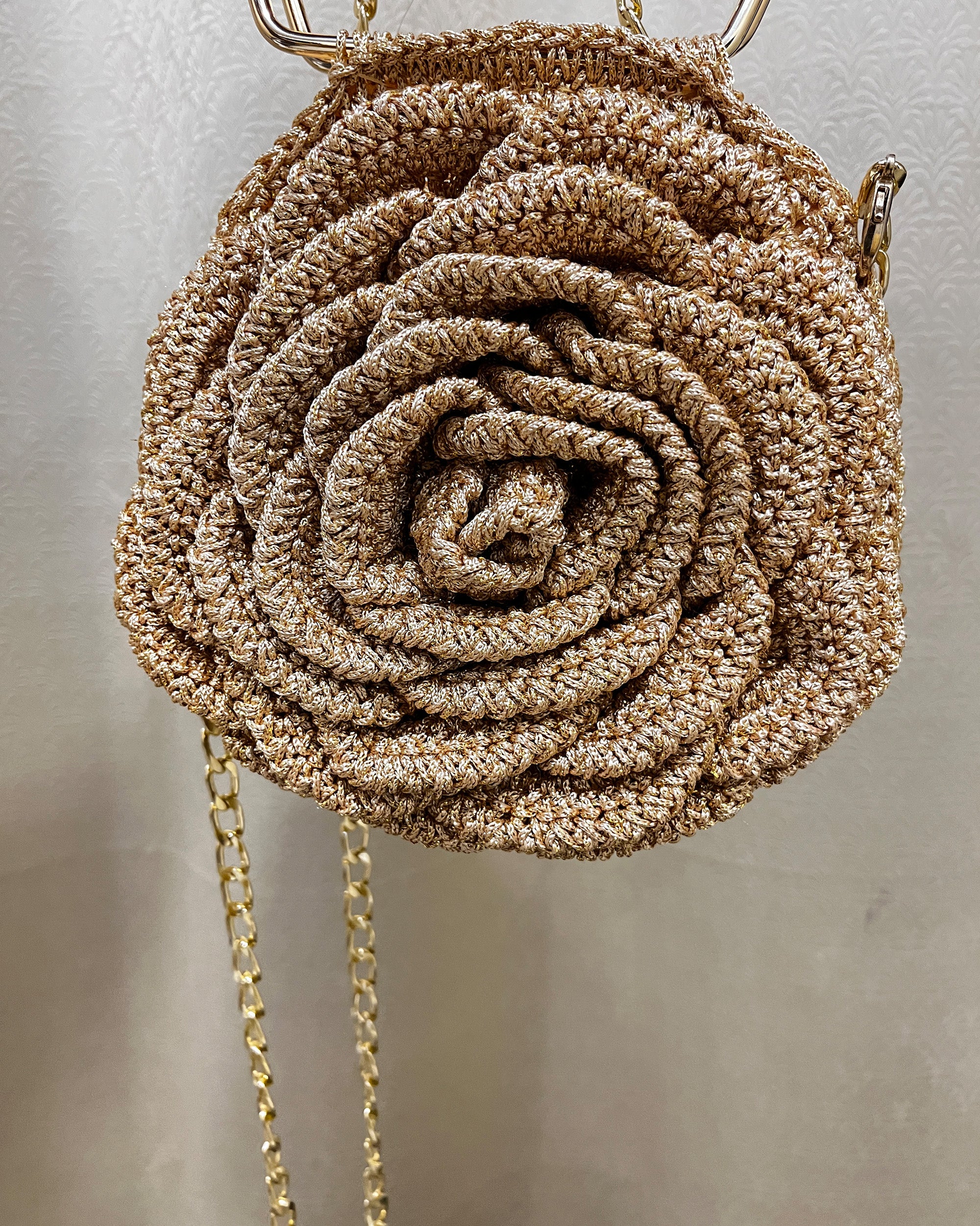 Rosalia - The Handmade Crochet Purse | Glittering Golden