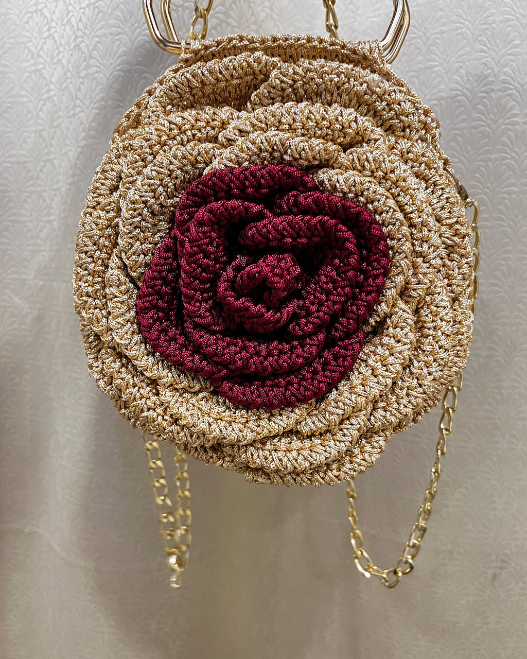 Rosalia - The Handmade Crochet Purse | Gold & Maroon