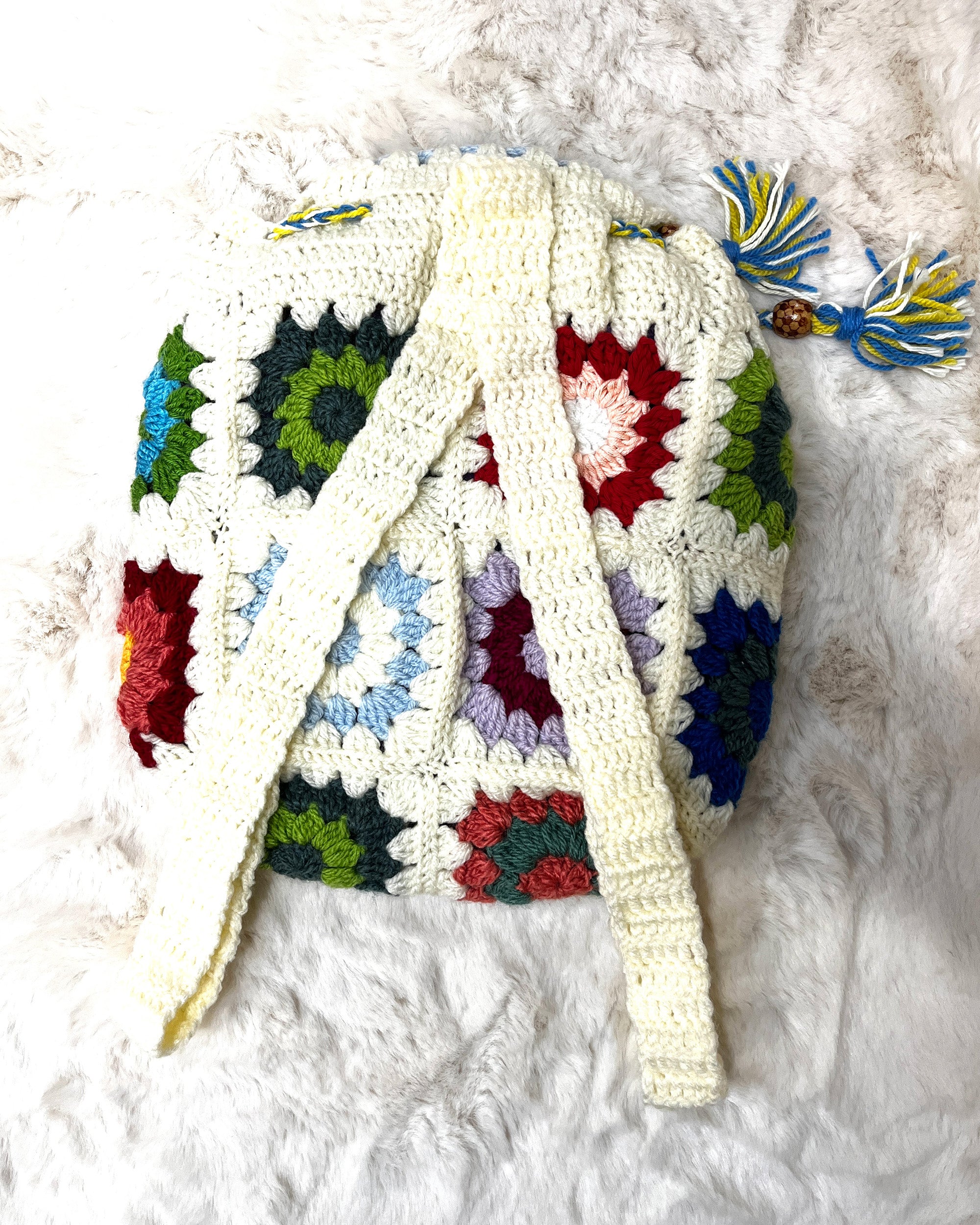 🌸 Wildflower Dreams Crochet Backpack - Ivory Meadow