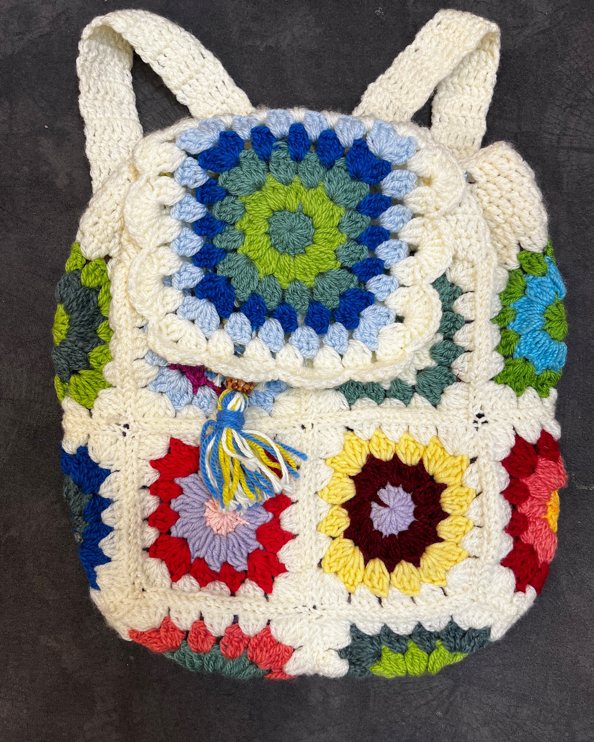 🌸 Wildflower Dreams Crochet Backpack - Ivory Meadow