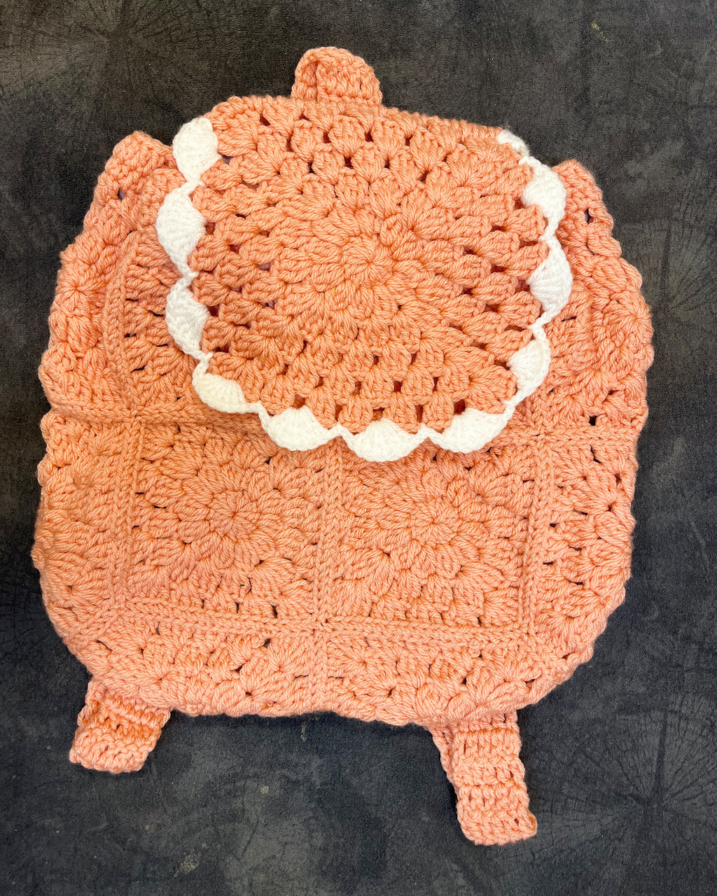 Crochet Backpack Handmade – Pastel Floral Boho Statement Bag
