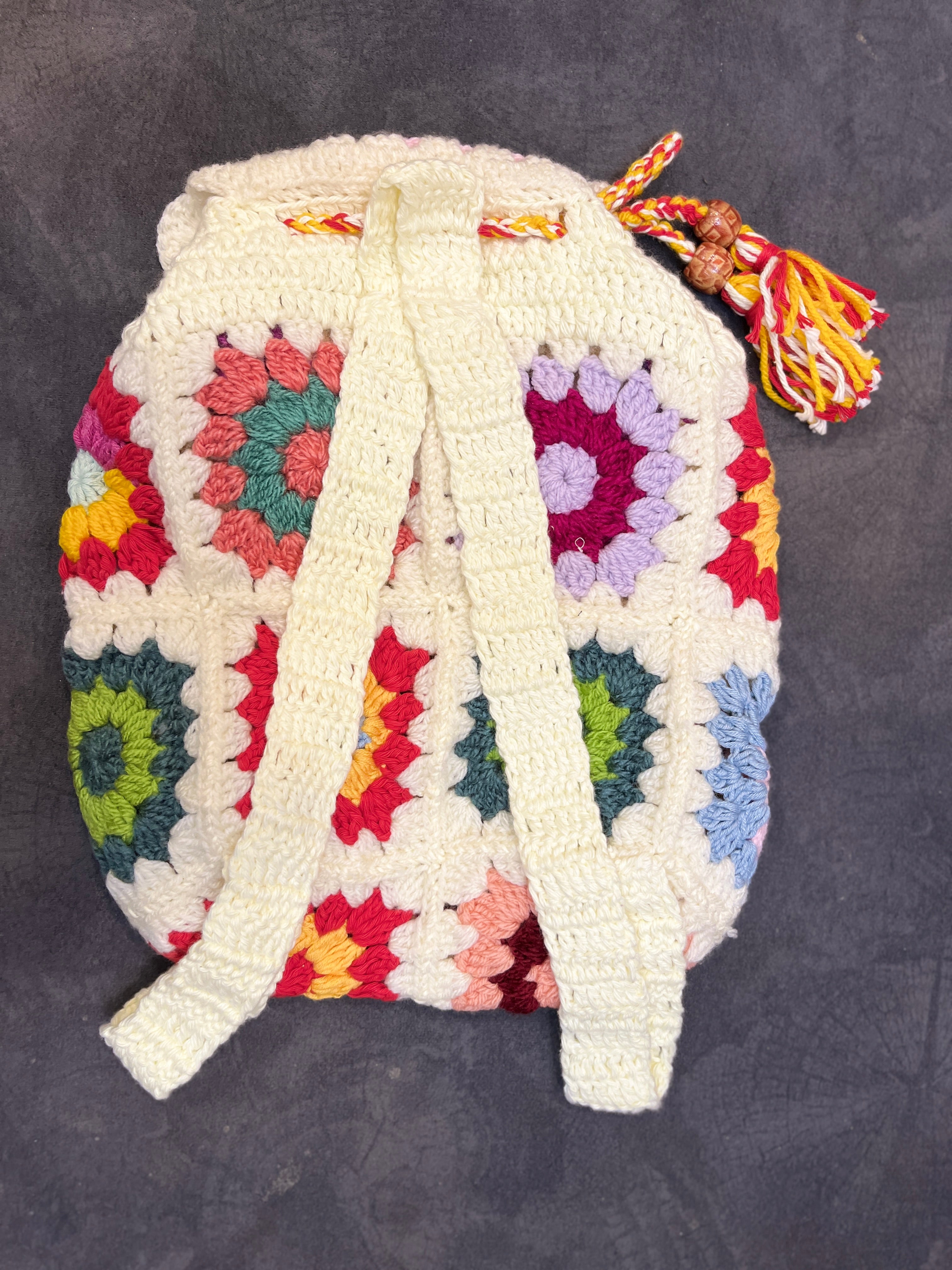 🌸 Wildflower Dreams Crochet Backpack - Cream Blossom