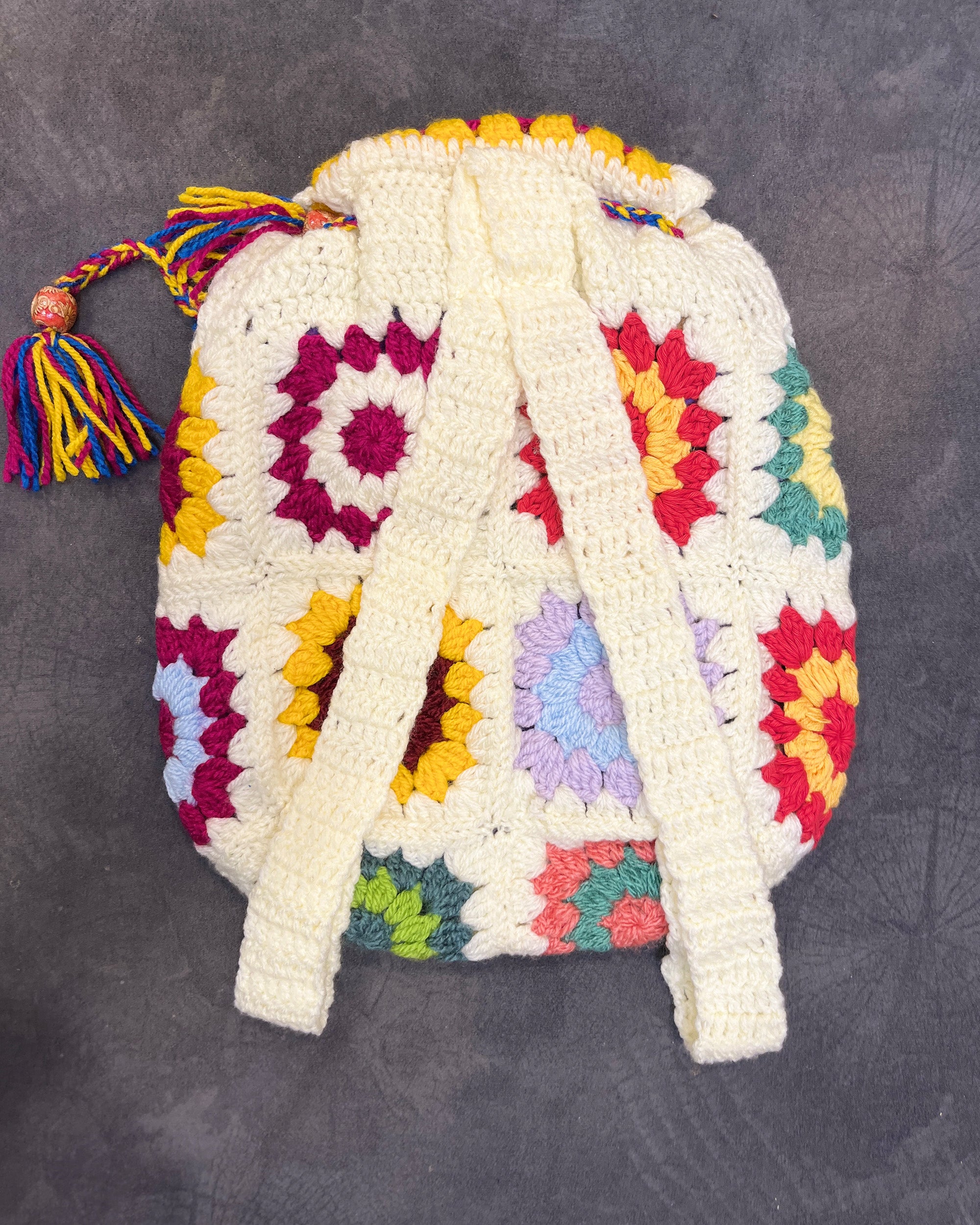 🌸 Wildflower Dreams Crochet Backpack - White Petal