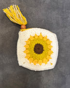 Sunshine Bloom Sunflower Crochet Coin Pouch | Handmade Floral Zipper Mini Purse