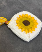 Sunshine Bloom Sunflower Crochet Coin Pouch | Handmade Floral Zipper Mini Purse