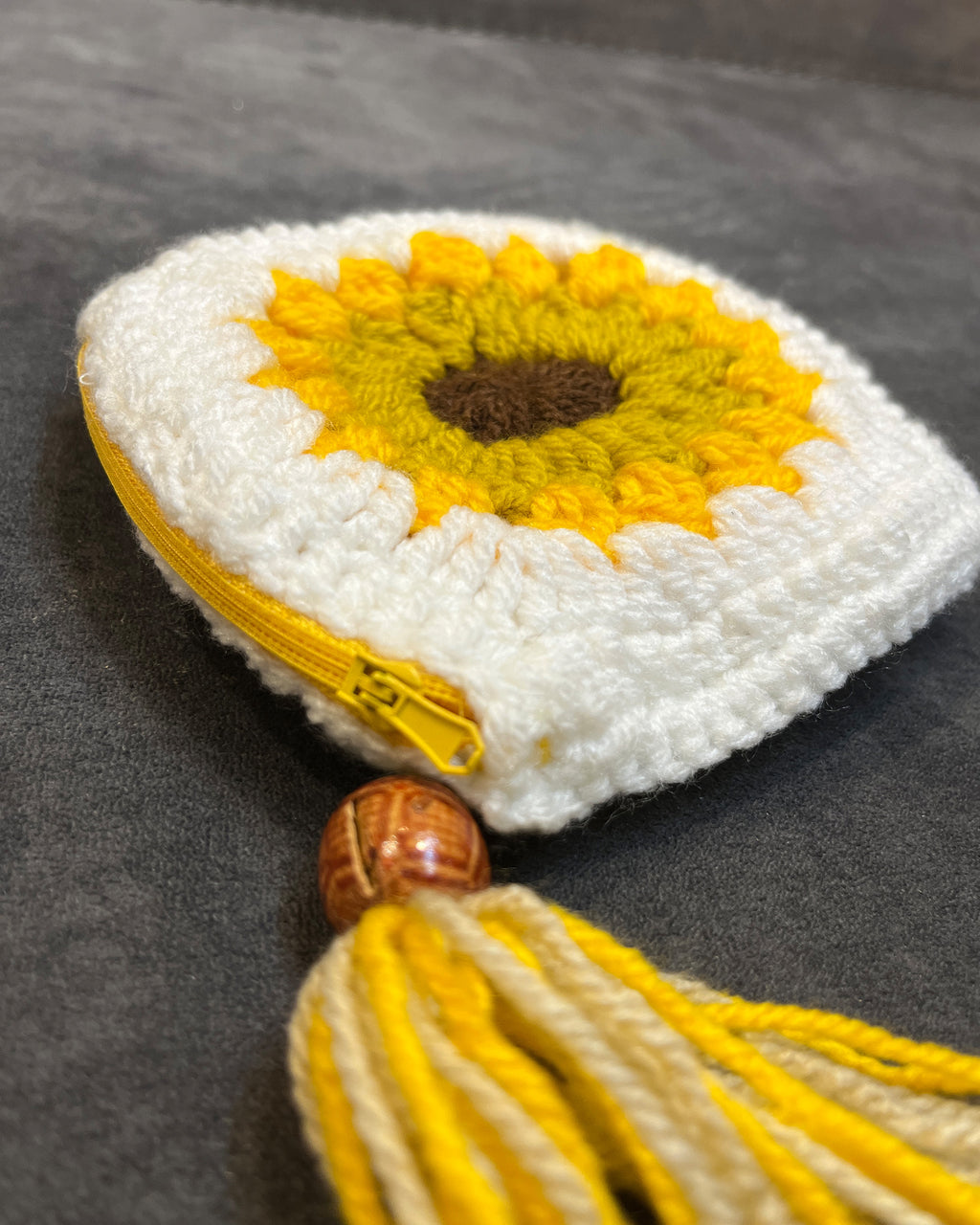 Sunshine Bloom Sunflower Crochet Coin Pouch | Handmade Floral Zipper Mini Purse