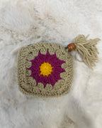 Boho Blossom Crochet Coin Pouch | Handmade Floral Zipper Mini Purse