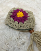 Boho Blossom Crochet Coin Pouch | Handmade Floral Zipper Mini Purse