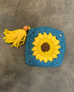 Sunflower Dreams Crochet Coin Pouch | Handmade Floral Zipper Purse