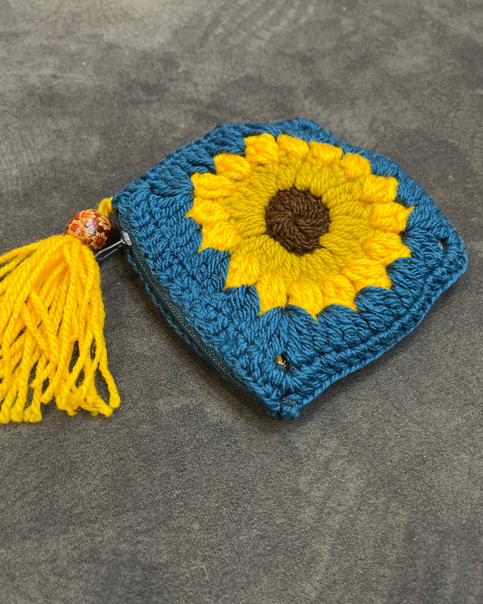 Sunflower Dreams Crochet Coin Pouch | Handmade Floral Zipper Purse