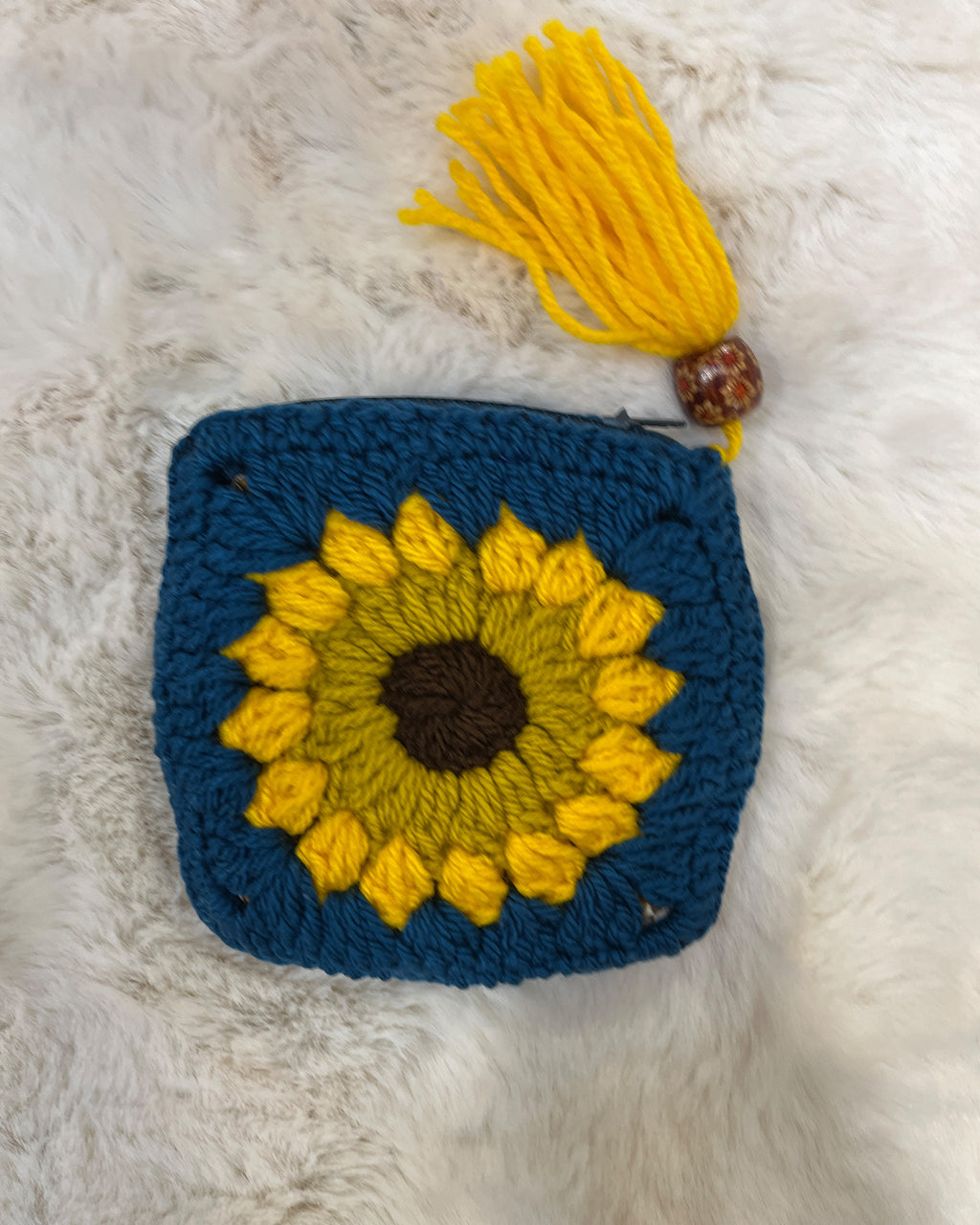 Sunflower Dreams Crochet Coin Pouch | Handmade Floral Zipper Purse