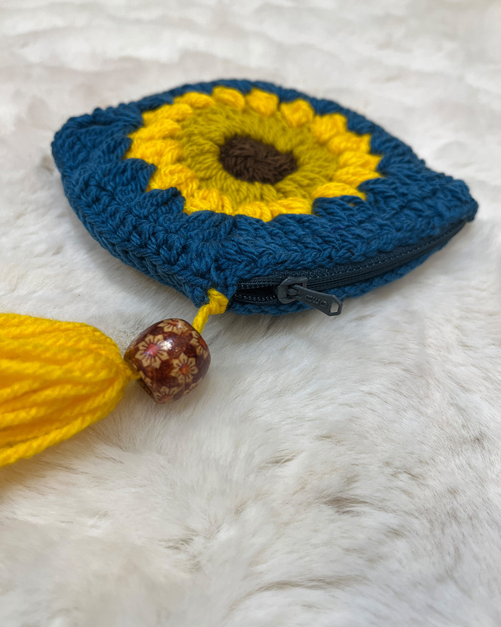 Sunflower Dreams Crochet Coin Pouch | Handmade Floral Zipper Purse