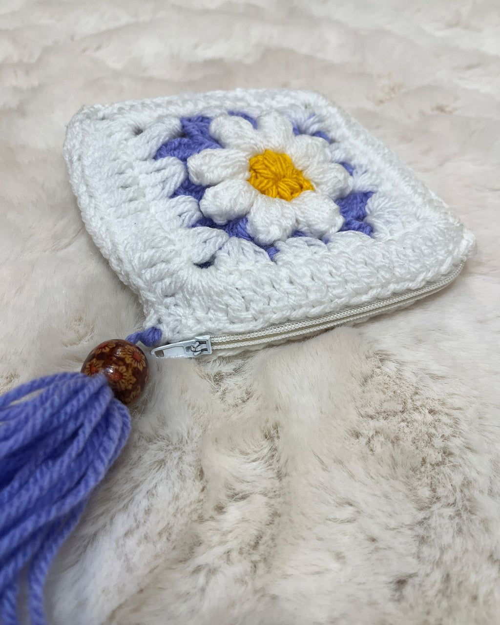 Lilac Bloom Crochet Coin Pouch | Handmade Floral Zipper Purse