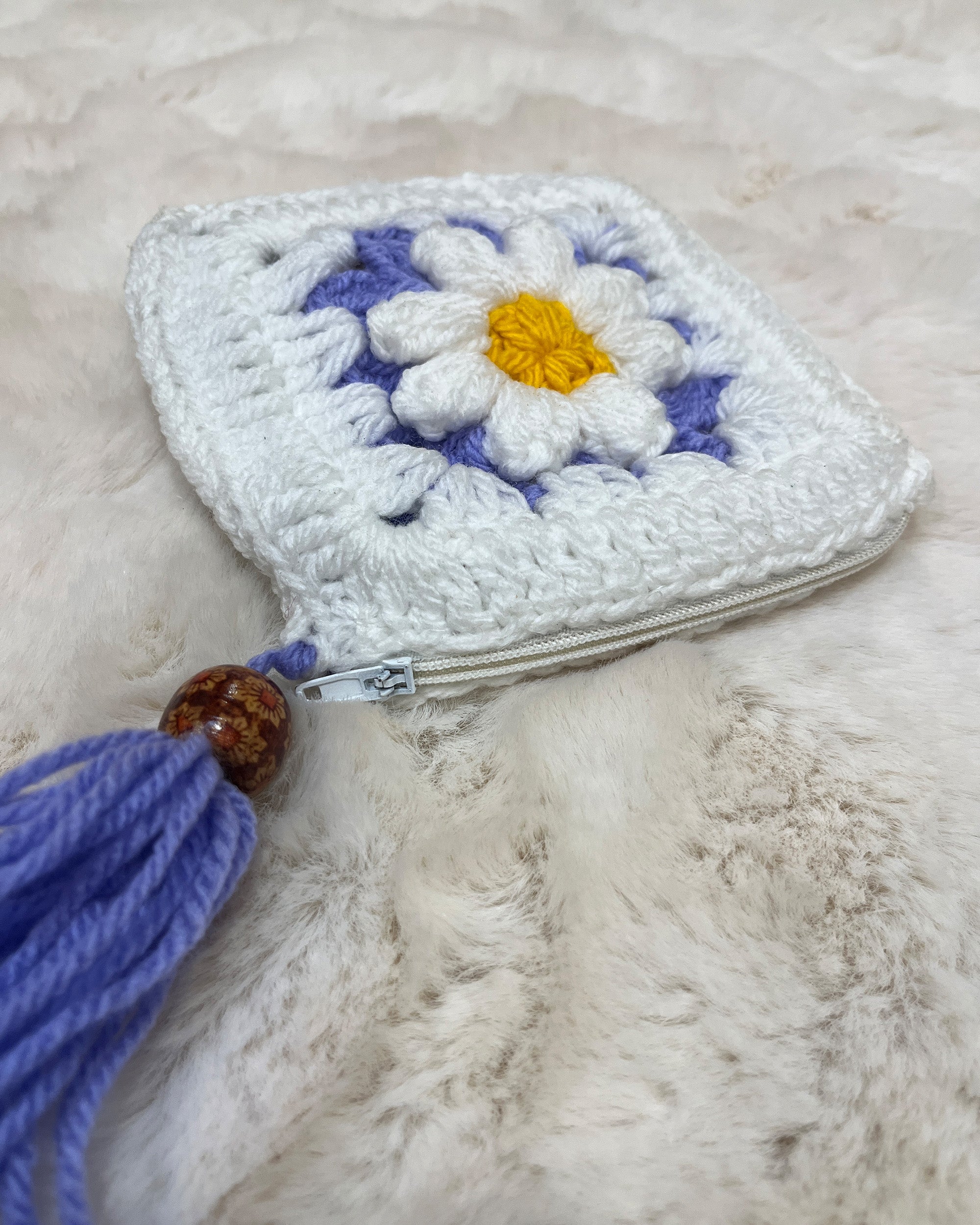 Lilac Bloom Crochet Coin Pouch | Handmade Floral Zipper Purse