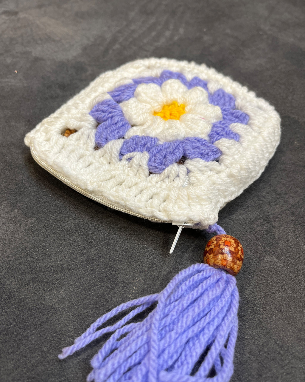 Lilac Bloom Crochet Coin Pouch | Handmade Floral Zipper Purse