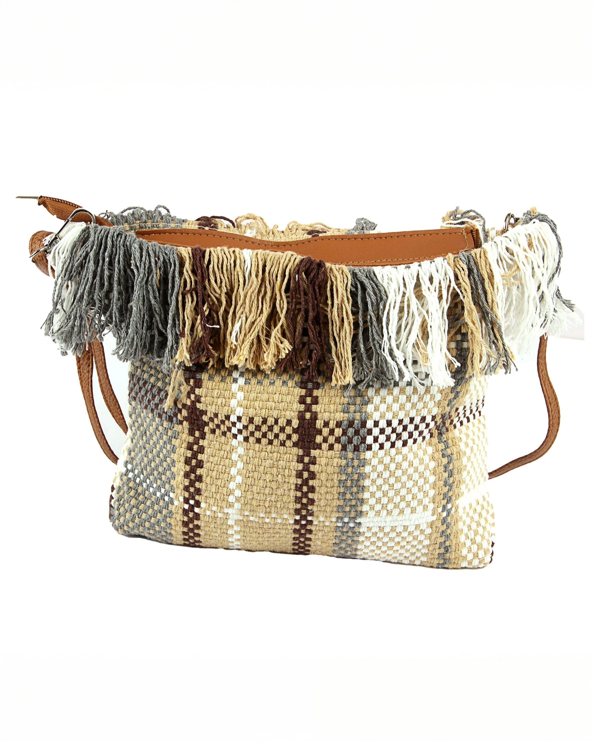 Woven Fringe Boho Bag | Sahara Sands Strips