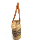 Lightweight Natural Wave-Pattern Straw Tote | Earthy Brown