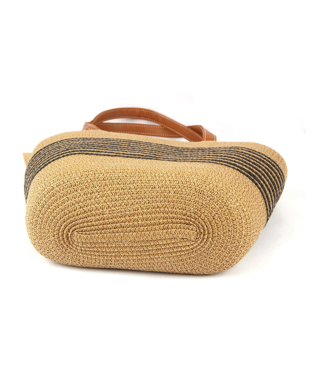 Lightweight Natural Wave-Pattern Straw Tote | Earthy Brown