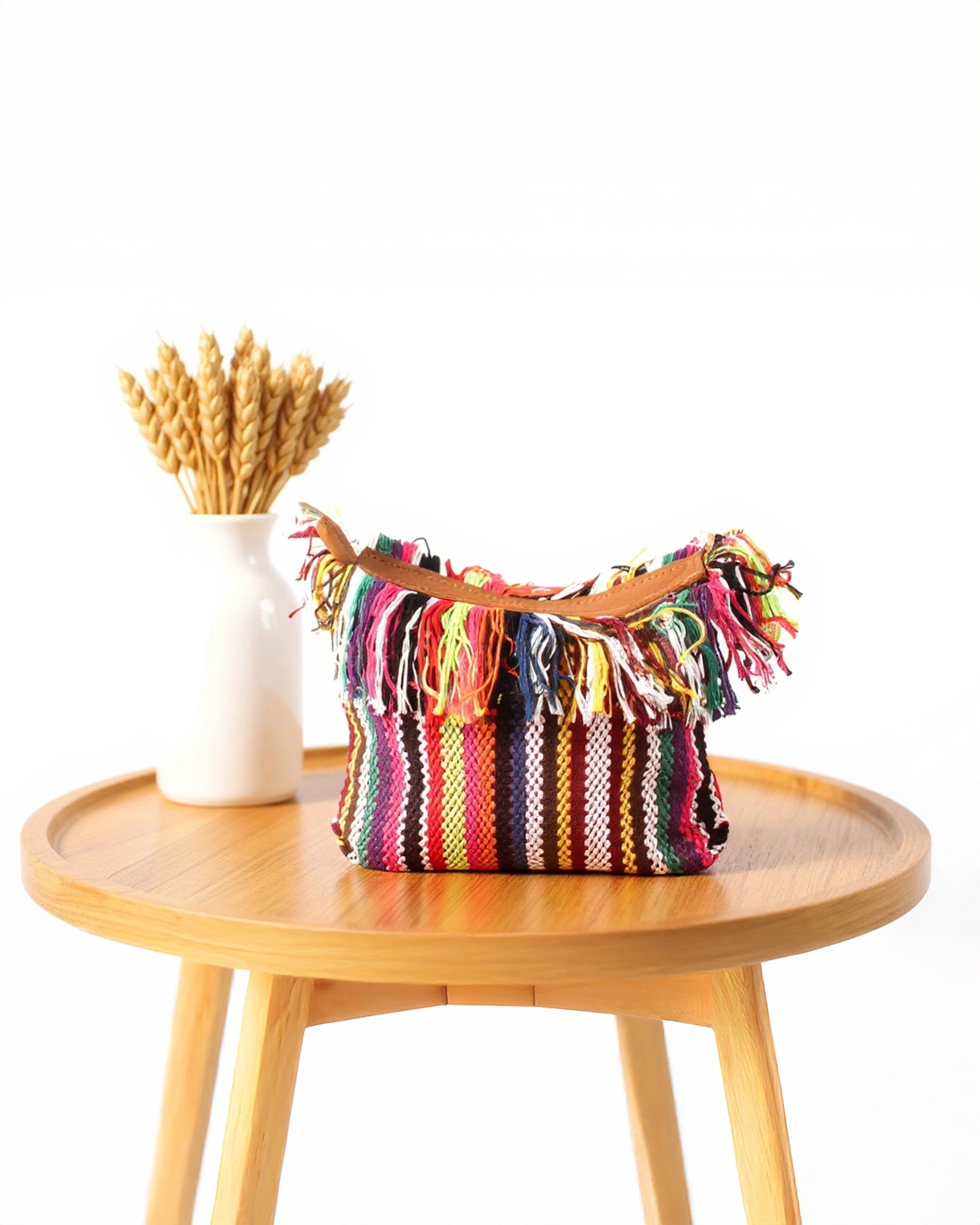 Woven Fringe Boho Bag | Carnival Strips