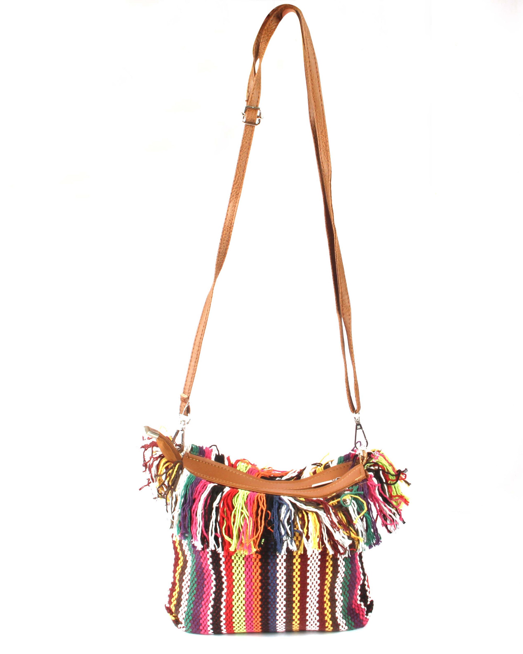 Woven Fringe Boho Bag | Carnival Strips