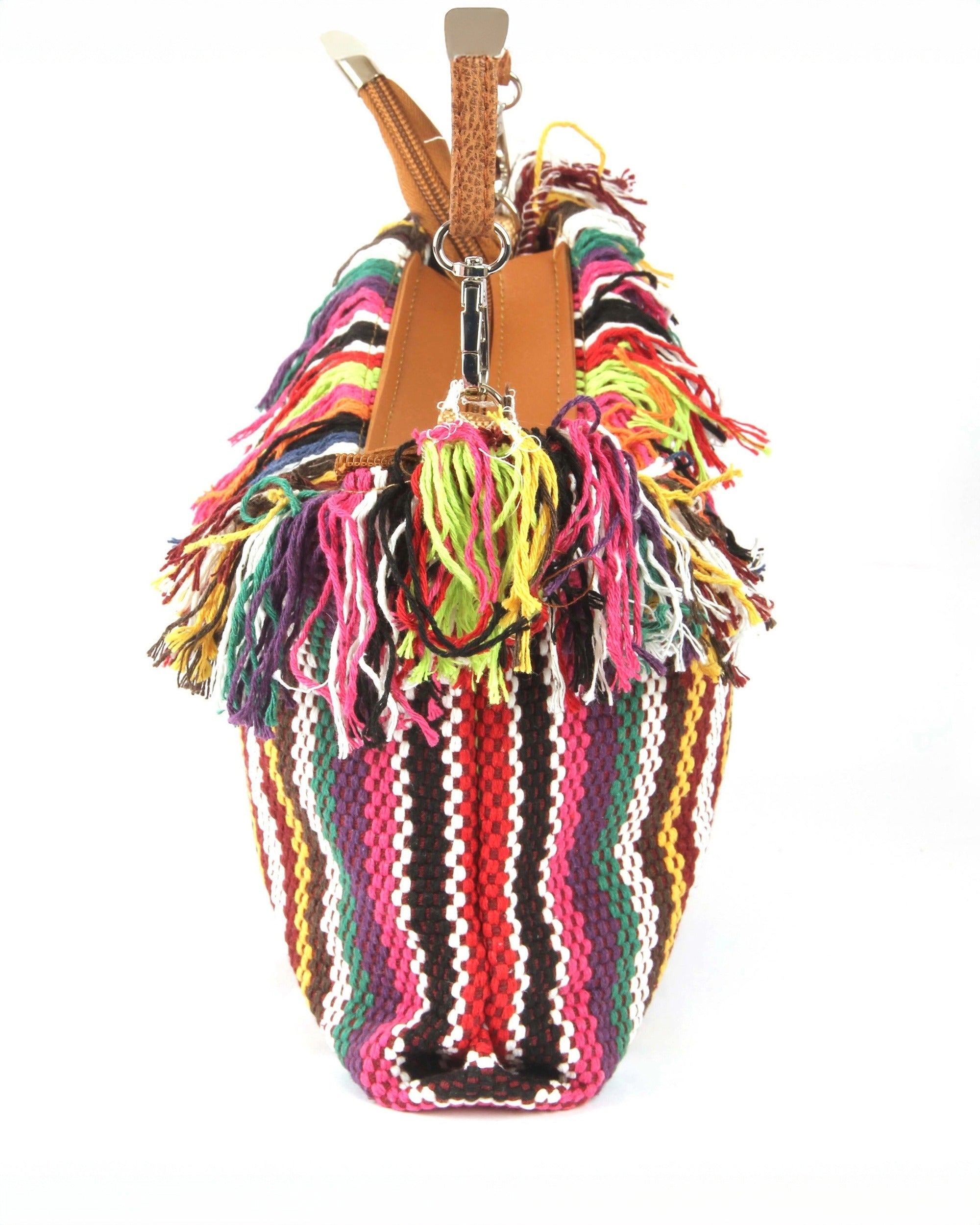 Woven Fringe Boho Bag | Carnival Strips